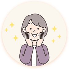 顔に手を当てて輝かせている女性